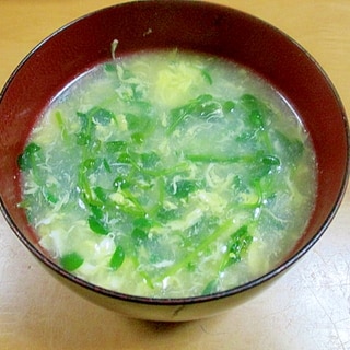 豆苗のかき玉スープ